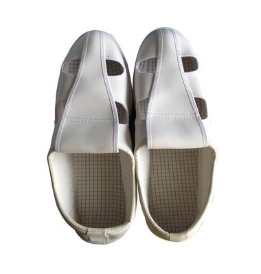 คลีนรูมสีขาว Unisex PVC Four Hole Esd Cleanroom